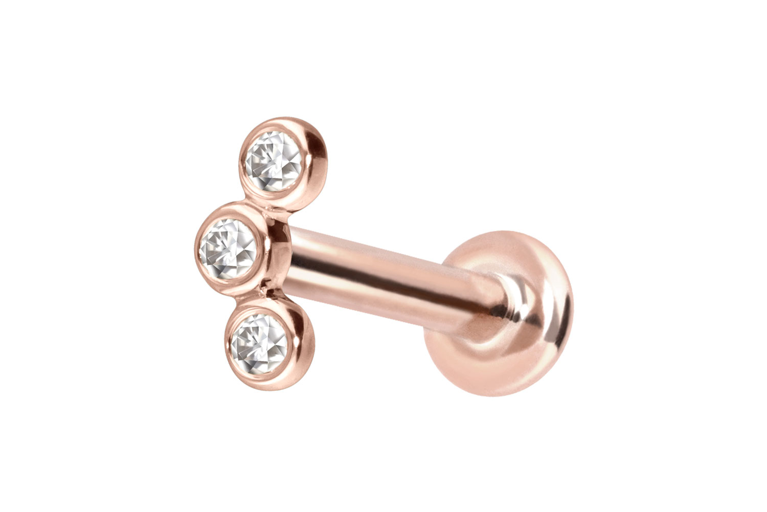 14 Karat Gold Labret Piercing mit Push Fit MOISSANIT-BOGEN